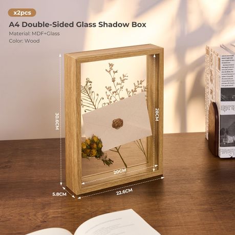 2pc A4 Double-Sided Glass Display - Light Brown