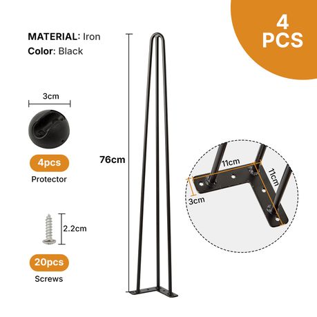 76cm Heavy Duty Hairpin Table Legs