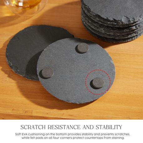 8Pc Round Slate Coaster Set