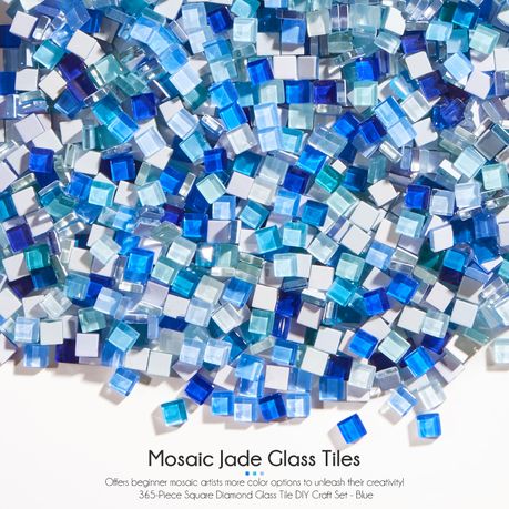 356Pc Square Crystal Glass Mosaic Tiles Assorted Blue Craft Decor