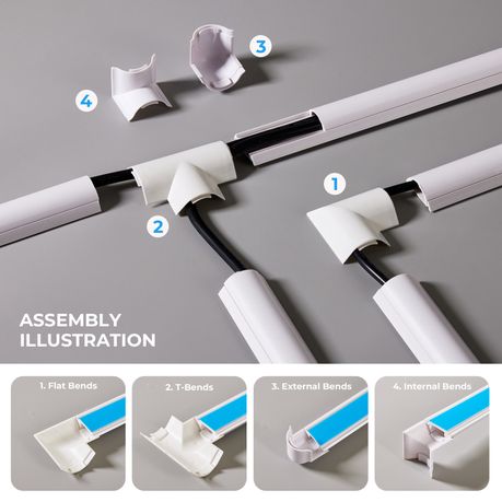 Chenshia 4m Wire Cover Half Round Cable Management Trunking Cable Organiser