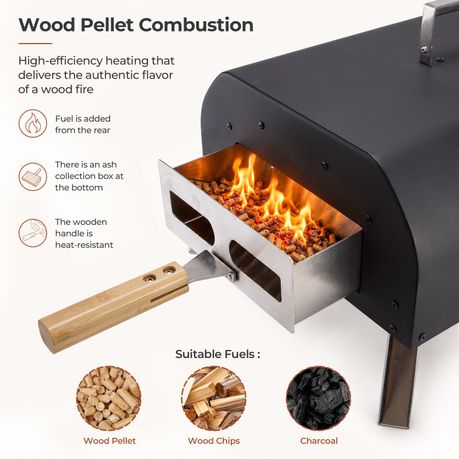 Portable Wood Pellet Pizza Oven - Rotating 12-Inch Stone