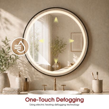 LED Bathroom Mirror Anti Fog Smart Illuminated 3 Color - Round