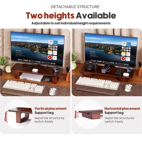 Chenshia Ergonomic Wood Desktop Computer Monitor Riser Stand Laptop Stand