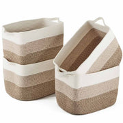 Brown & White Cotton Rope Storage Basket Set - 4 Piece