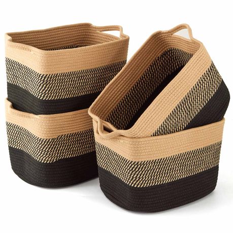 Chenshia 4Pc 19L Cotton Woven Storage Basket Cosmetic&Towel Organiser Bins