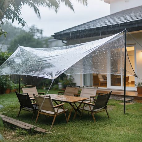 Chenshia Transparent Weatherproof Tarp Cover Heavy Duty Outdoor Garden Tent - 3x4m