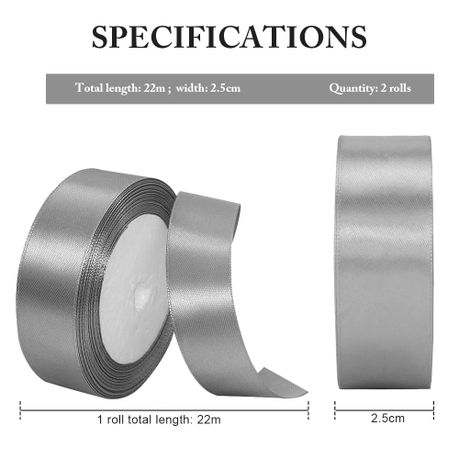 Grey Satin Ribbon Set (25 mm × 22 m)