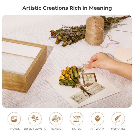 Brown 20cm Shadow Box Frame - 3D Deep Display Case (2 Pack)