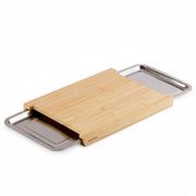 Bamboo Cutting Board with 2 Pull-Out Stainless Steel Trays