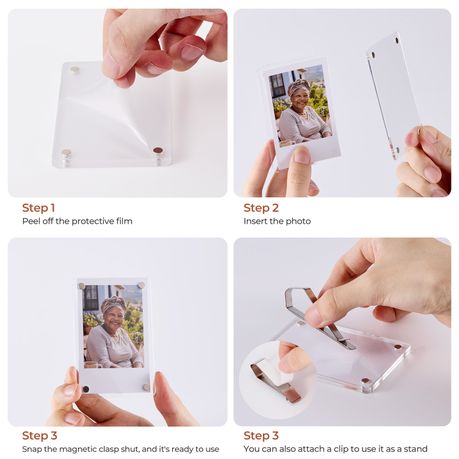 10-Pack Acrylic Magnetic Photo Frames with 4 Clips