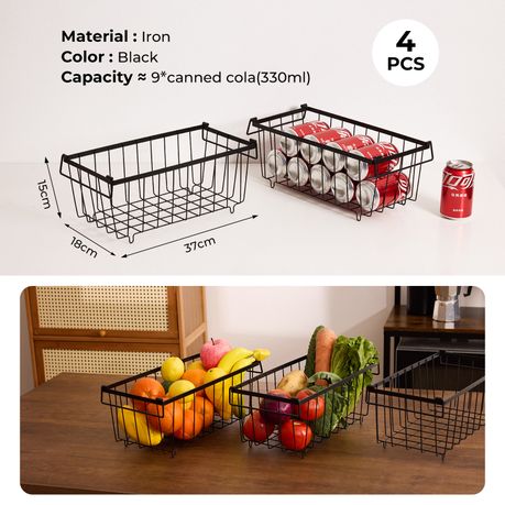 4-Piece Metal Freezer Storage Basket Set