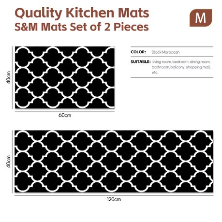 2-Piece Non-Slip Super Absorbent Mat Set - Black