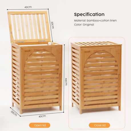 Chenshia Bamboo Laundry Basket with Lid with Removable Washing Bags