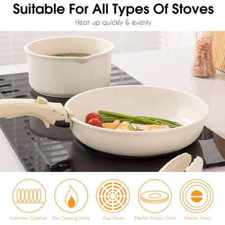 17Pc Aluminium Non-Stick Cookware Set - White