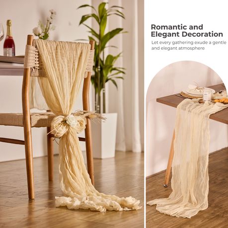 Cream Cheesecloth Table Runner (2 Piece)
