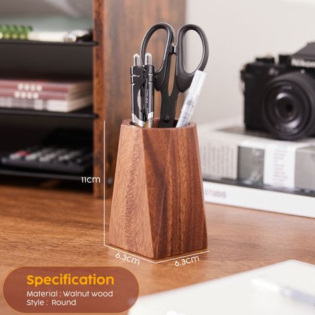 Chenshia Solid Walnut Wood Desk Organizer - Round