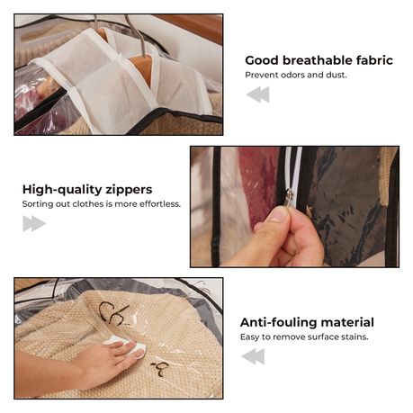 Clear Hanging Garment Storage Bags 100cm - 4 Pack