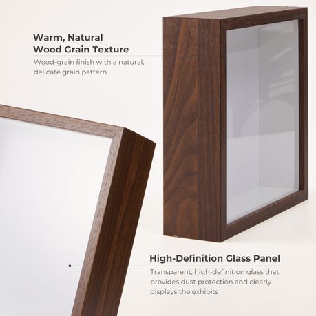 Walnut 20cm Shadow Box Frame - 3D Deep Display Case (2 Pack)