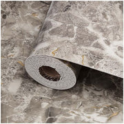 Golden Grey Marble-Effect Self-Adhesive Vinyl Roll | 40 cm × 3 m