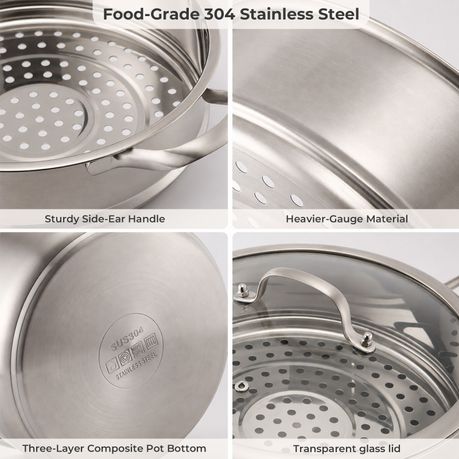 2-in-1 Stainless Steel Steamer & Soup Pot
