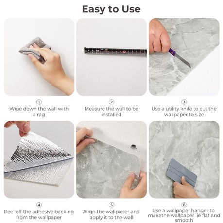 Grey Marble-Effect Self-Adhesive Vinyl Roll | 40 cm × 3 m
