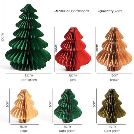 3D Honeycomb Paper Christmas Trees - 6 Pack