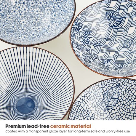 Chenshia 4-Piece Ceramic Ramen Noodle & Pho Bowl