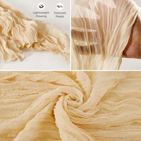Beige Cheesecloth Table Runner (2 Piece)