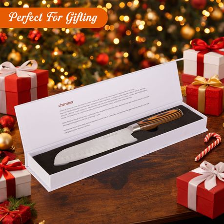 18cm Damascus Steel Santoku Kitchen Knife with Wood Handle