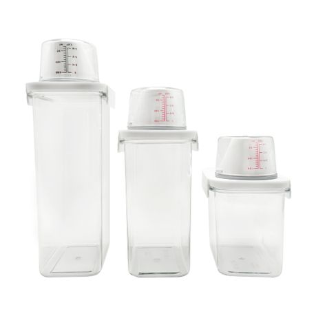 Clear Plastic Food Containers,Measured Pantry Organizer,Kitchen Jars-3 Pcs