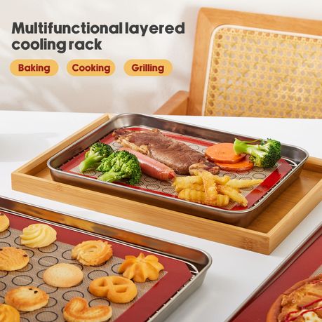9Pc Stainless Steel Baking Mat Roasting Pan Baking Pan Rack Set