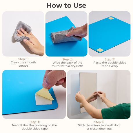 4pc Acrylic Mirror Tiles Peel and Stick