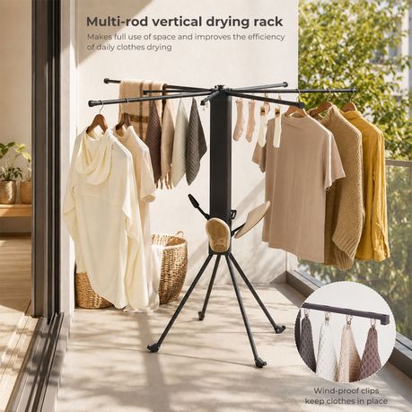 Black Extendable Clothes Drying Rack
