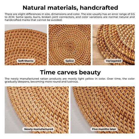 40cm Boho Handwoven Round Placemats- 4 Pack