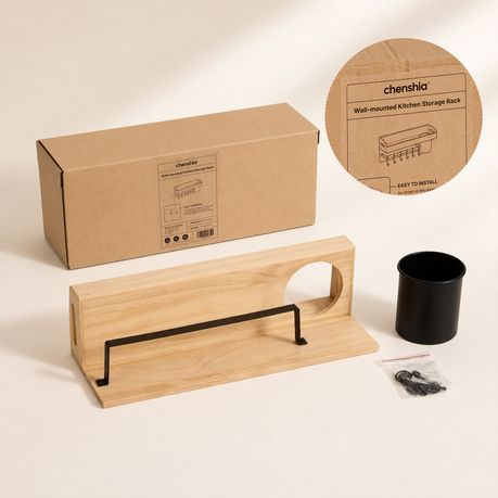 Wall-Mounted Wooden Kitchen Spice Rack