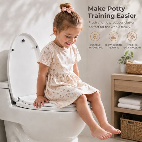 2-in-1 Toilet Seat with Built-In Toddler Seat - O Shape
