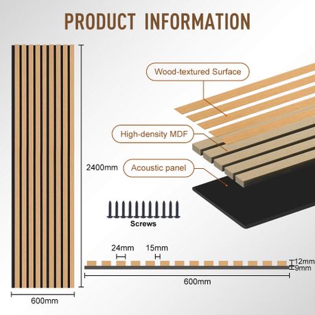 3D Oak Wood Slat Wall Panel - Teak