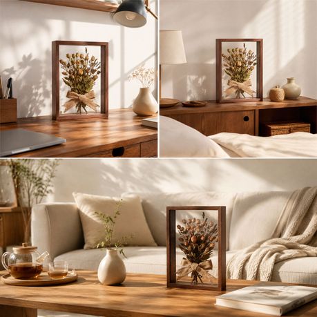 2pc A4 Double-Sided Glass Display - Dark Brown