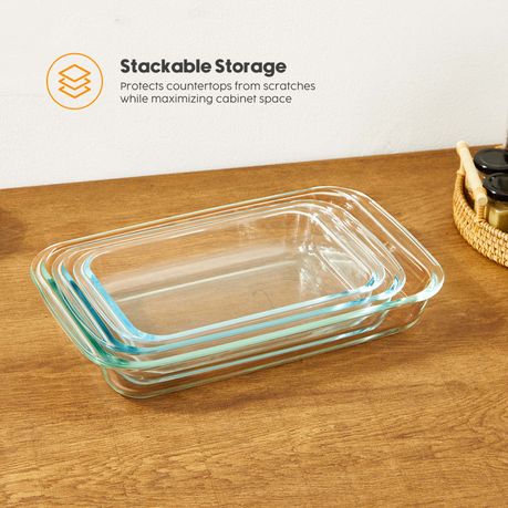 Chenshia 3-Pack Glass Baking Dish Set - Rectangular Oven-Safe Bakeware