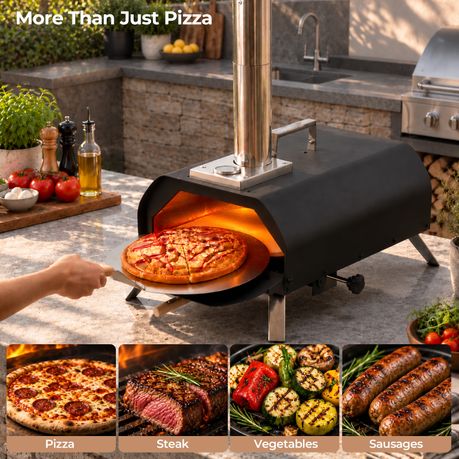 Portable Wood Pellet Pizza Oven - Rotating 12-Inch Stone