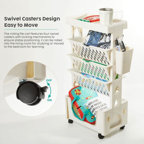 5-Tier Storage Rack Mobile Organiser Trolley Utility Cart