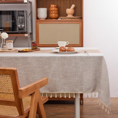 Tassel Tablecloth Waterproof Anti Wrinkle Dining Cover Cloth