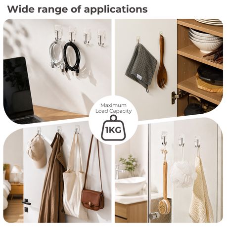 Clear Adhesive Hooks - 15Pc