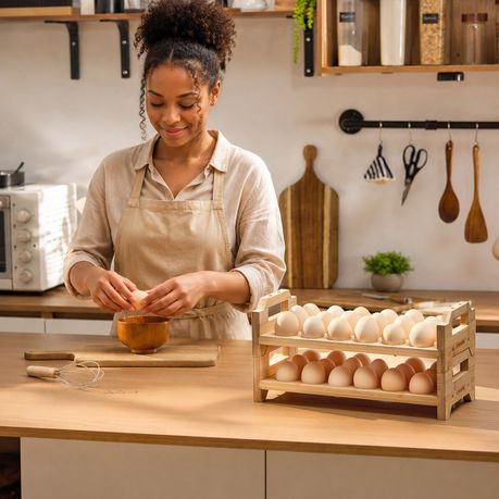 Bamboo Egg Holder Rack | 18 Egg Holder