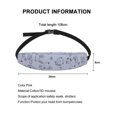 Baby Car Seat Head Support Band - Grey
