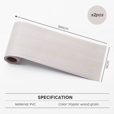 White Self-Adhesive Wood Grain Vinyl Wallpaper Rolls - 2pc
