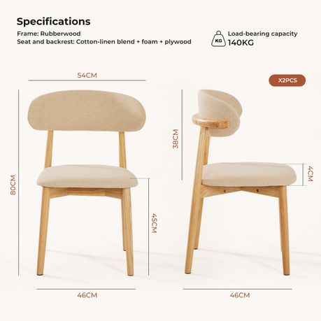 Solid Wood Linen Dining Chairs