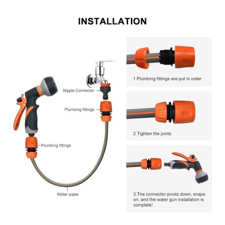 Garden Hose Nozzle High Pressure Water Spray Gun Attachment Set