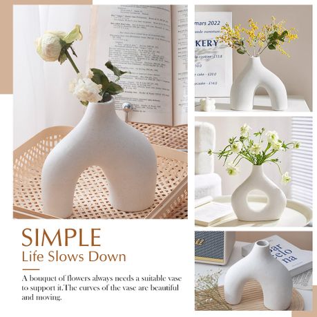 Nordic Ceramic Vase Set 2 Piece Minimalist Boho Flower Pot Decor